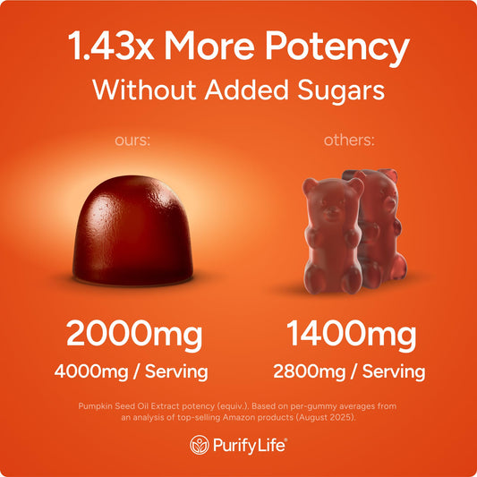 Purify Life gummies close-up shows chewy texture and berry twist