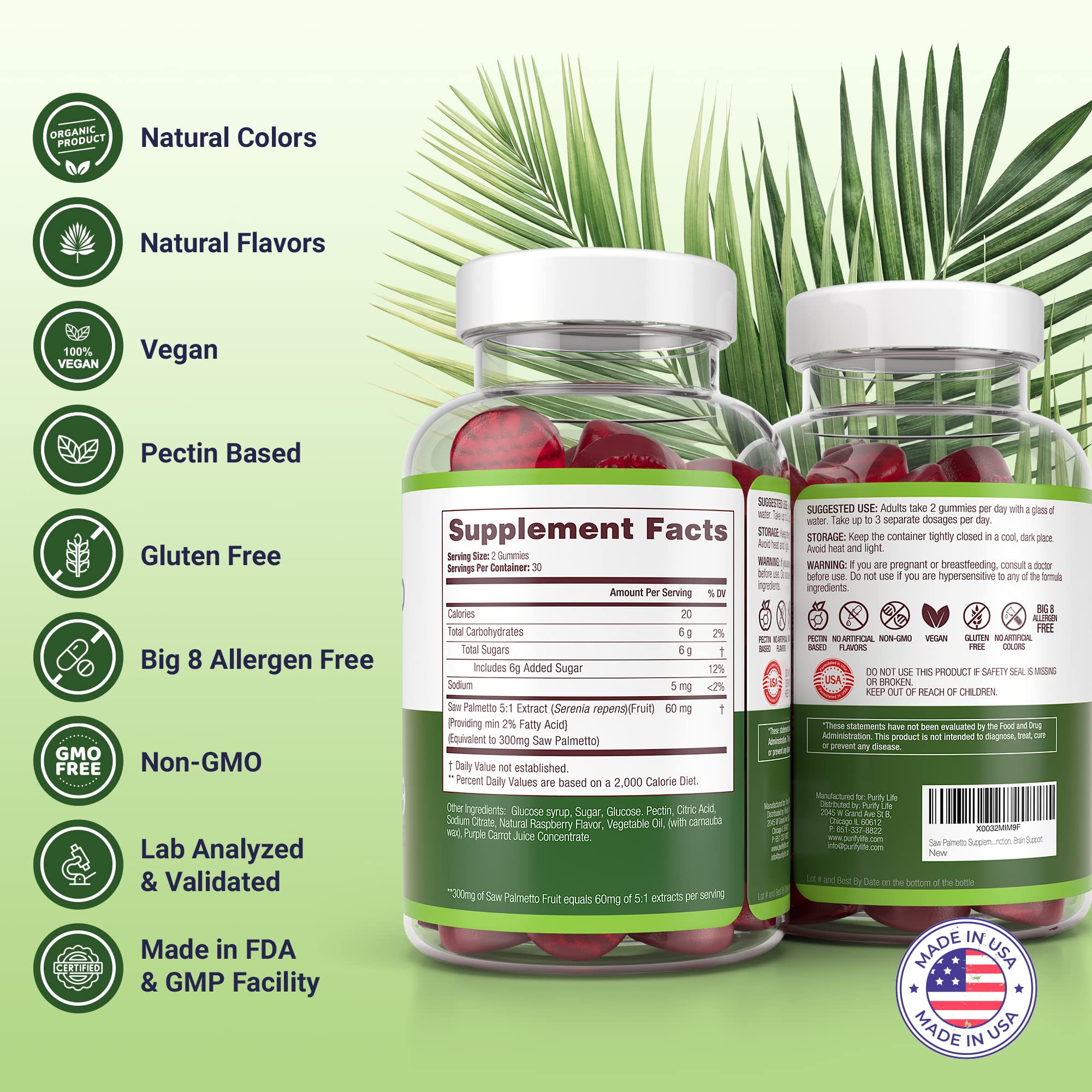 Purify Life gummies on a clean surface highlight vegan pectin formula.