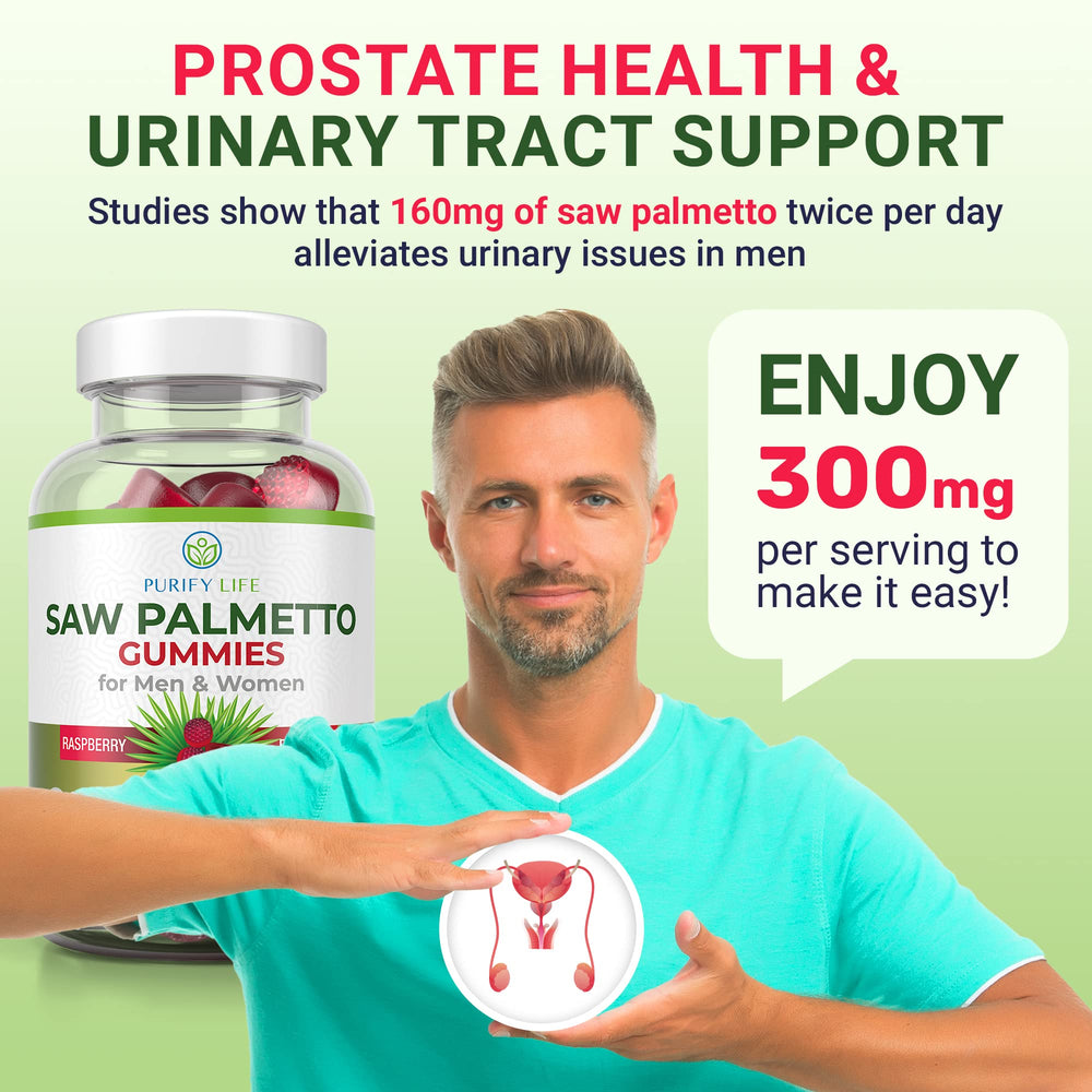 Purify Life gummies with a glass of water illustrating easy daily chewability.