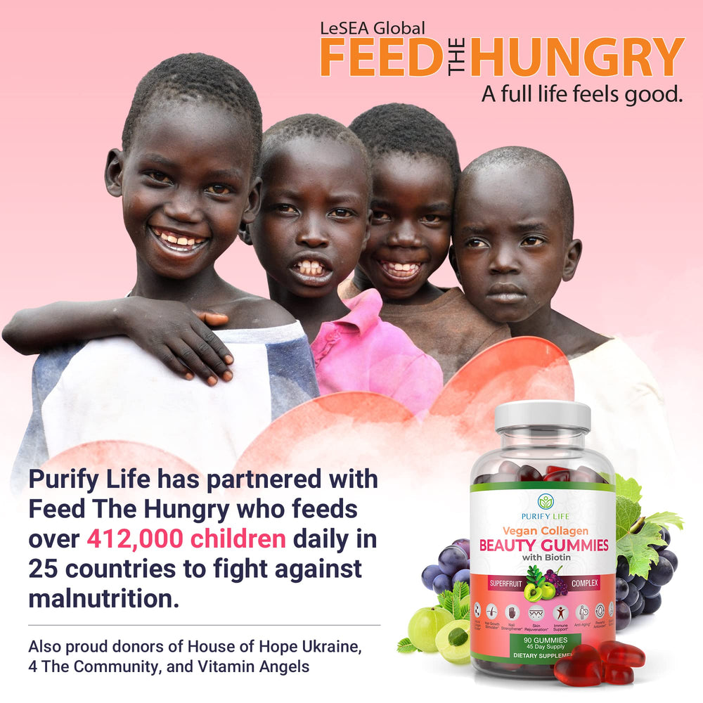 Purify Life vegan collagen gummies close-up shows chewy texture for convenient daily use.