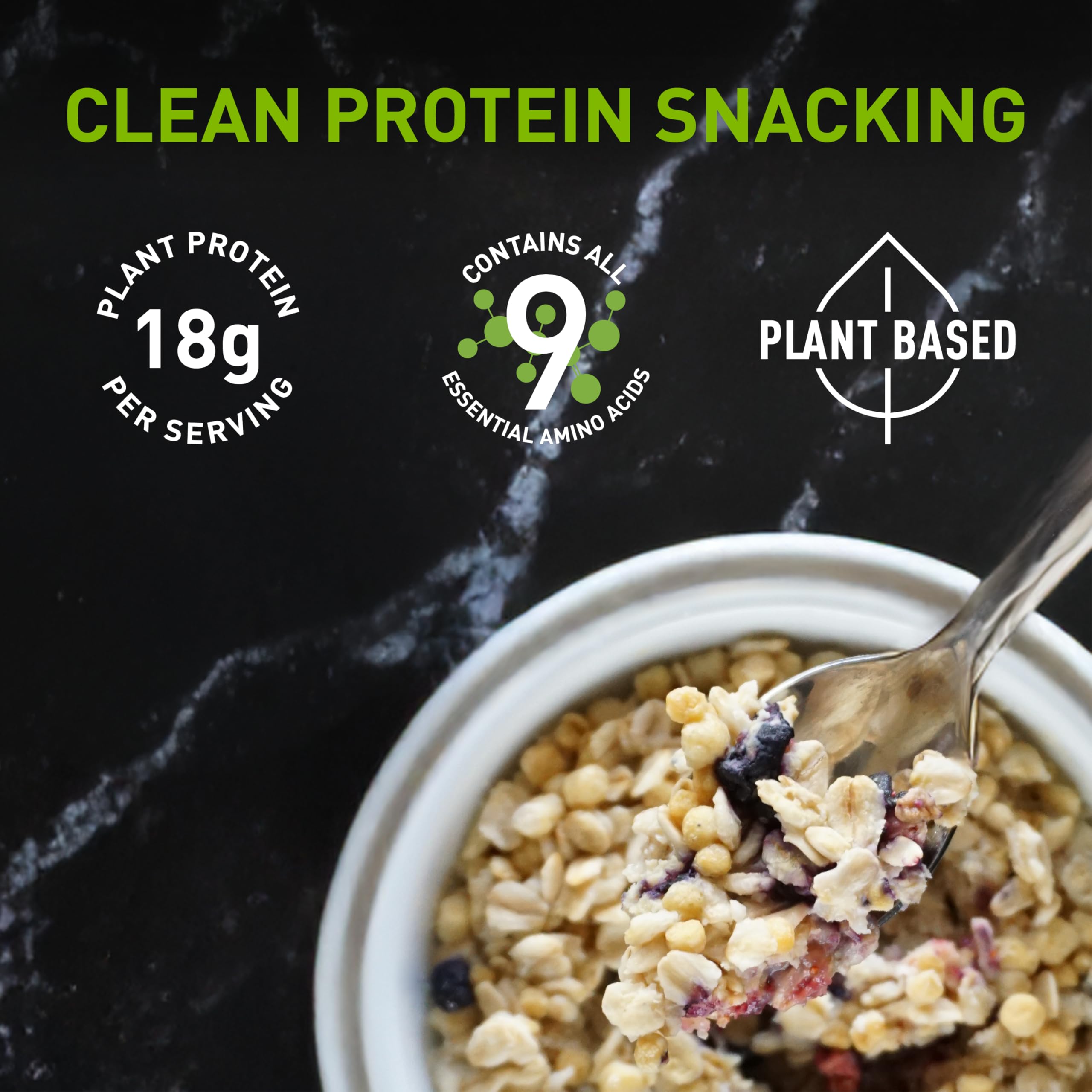 PURIS Organic Pea Protein Crisps serving bowl — versatile topping for yogurt or salads.