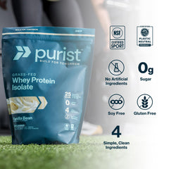 Purist REP whey shake glass showcases keto-friendly shake for active lifestyles.