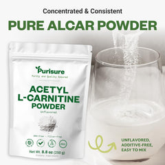 Purisure Acetyl L-Carnitine label close-up with nutrition facts