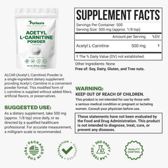 Purisure Acetyl L-Carnitine powder scoop ready for daily serving