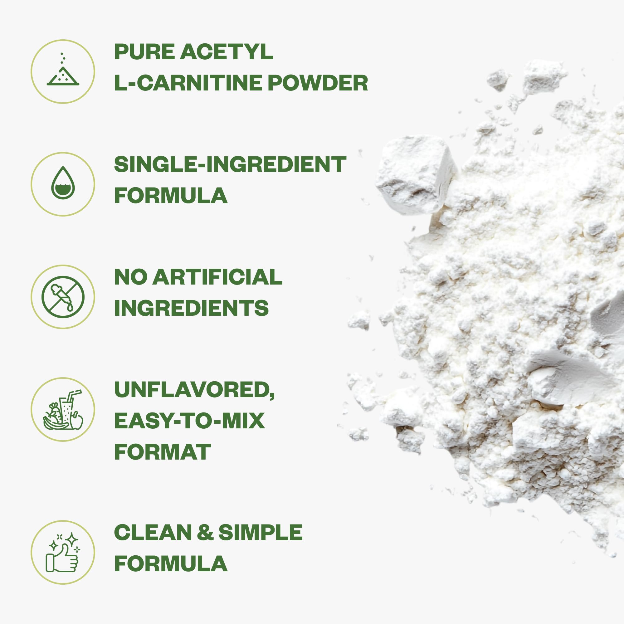 Purisure Acetyl L-Carnitine powder in a glass with shake