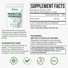 Purisure Inositol powder scoop measures servings for consistent daily use.