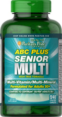 Puritan's Pride ABC Plus Senior Multivitamin bottle front supports daily wellness