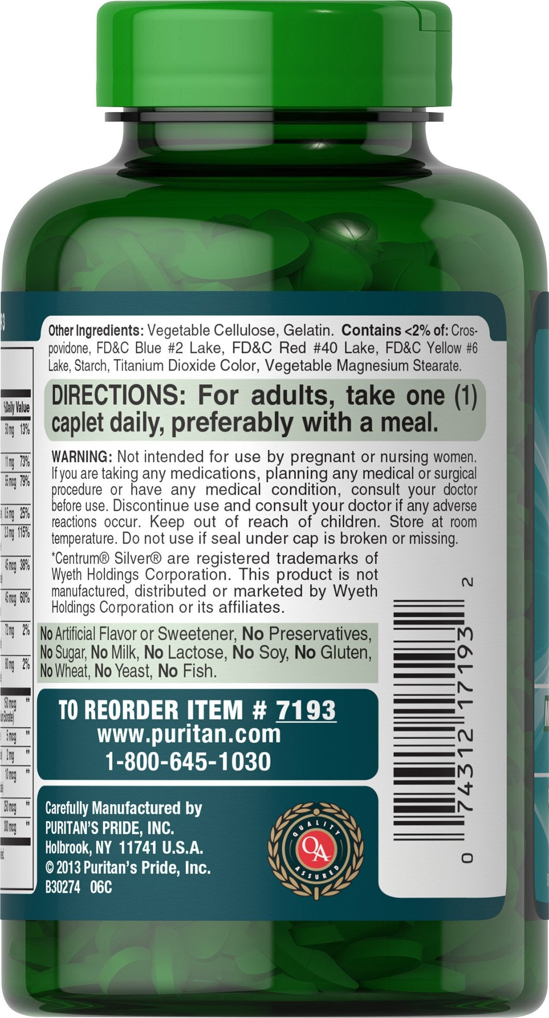 Puritan's Pride ABC Plus packaging shows 240 caplets for long-term supply