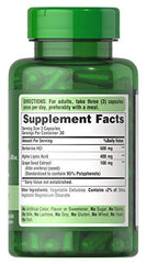 Label close-up showing Berberine Alpha Lipoic Acid Grape Seed blend on Puritan's Pride bottle.