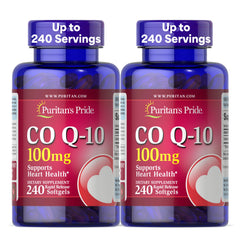 Puritan's Pride CoQ10 bottle promoting heart health.