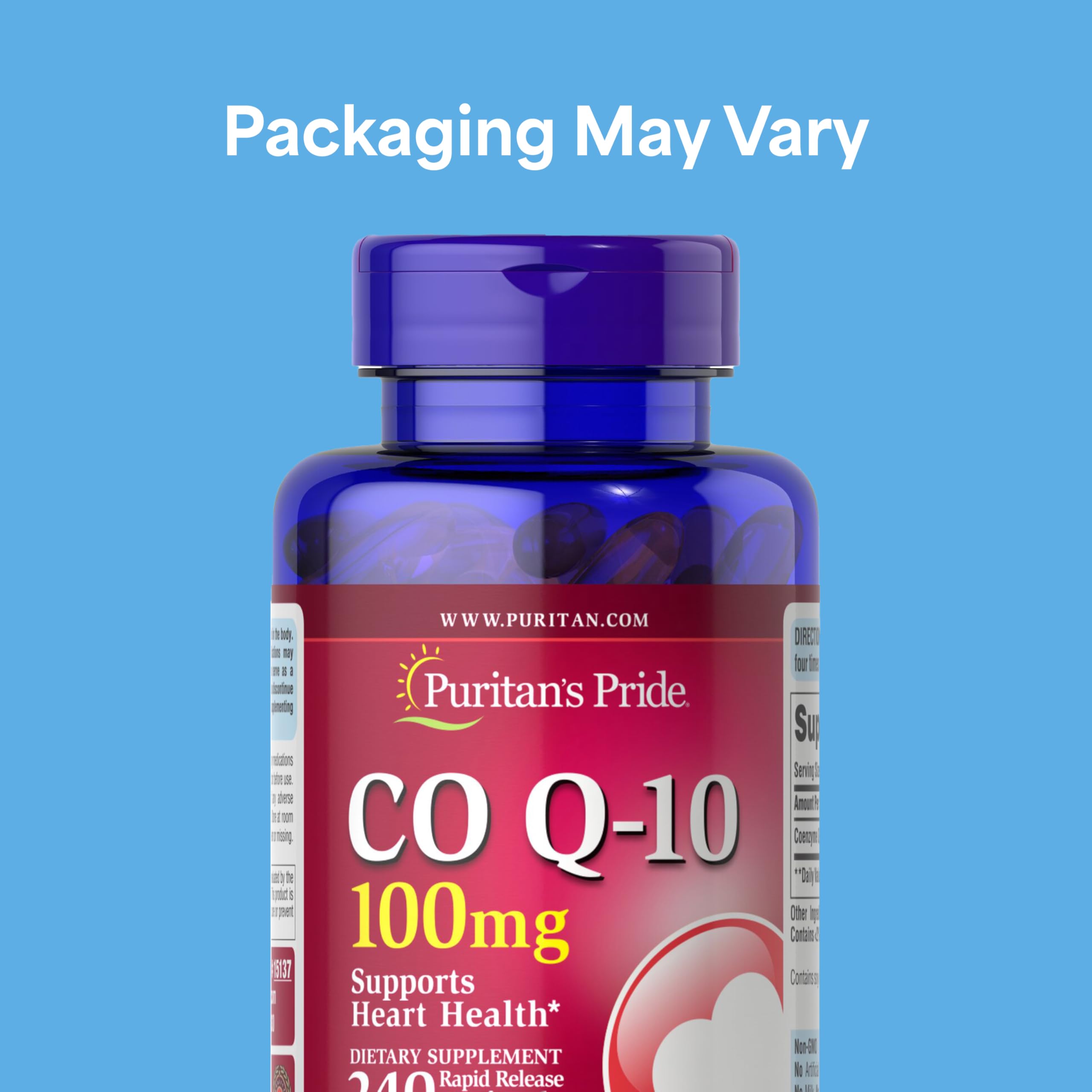 Puritan's Pride CoQ10 softgels for daily energy support.