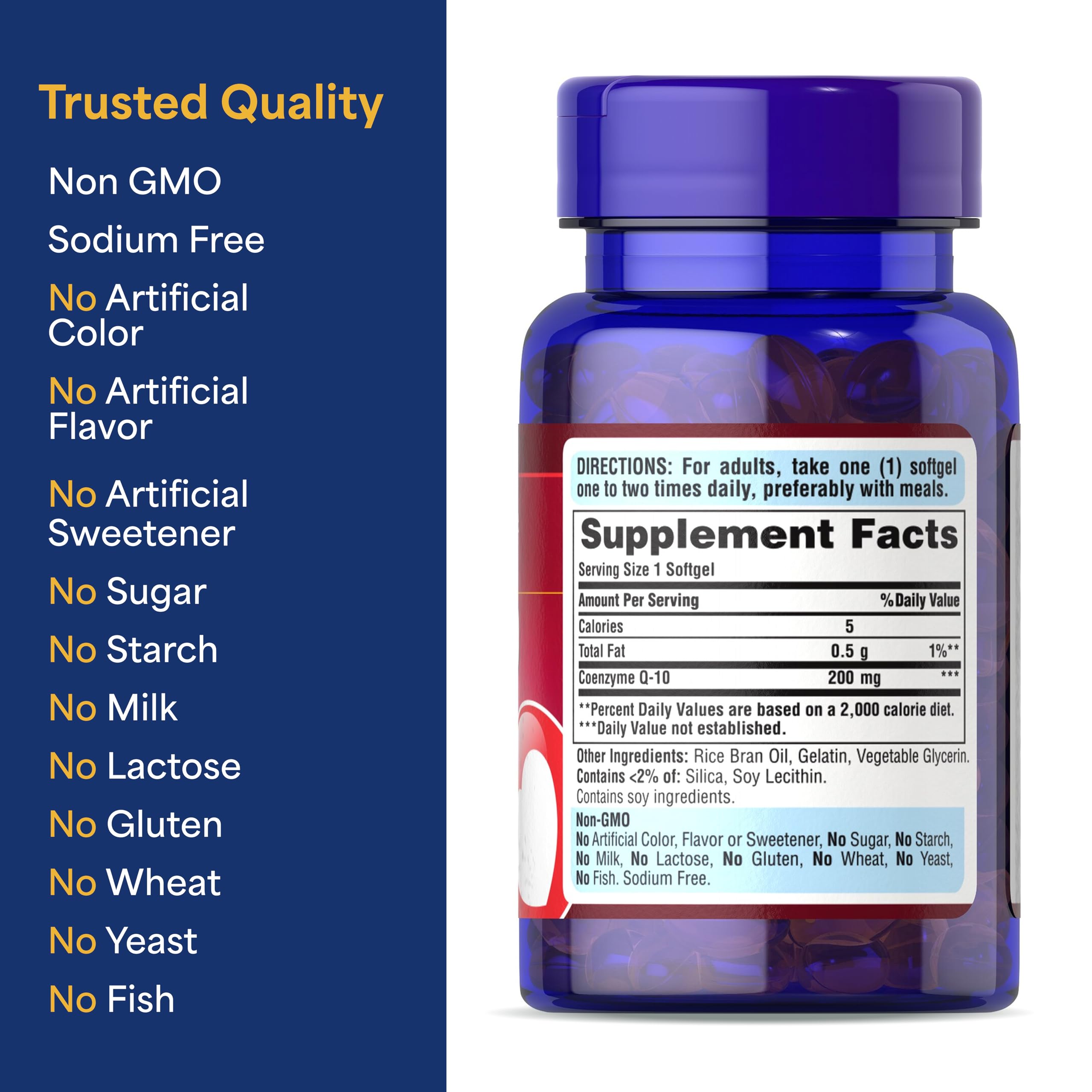 Puritan's Pride CoQ10 two-pack box emphasizes value and convenience.