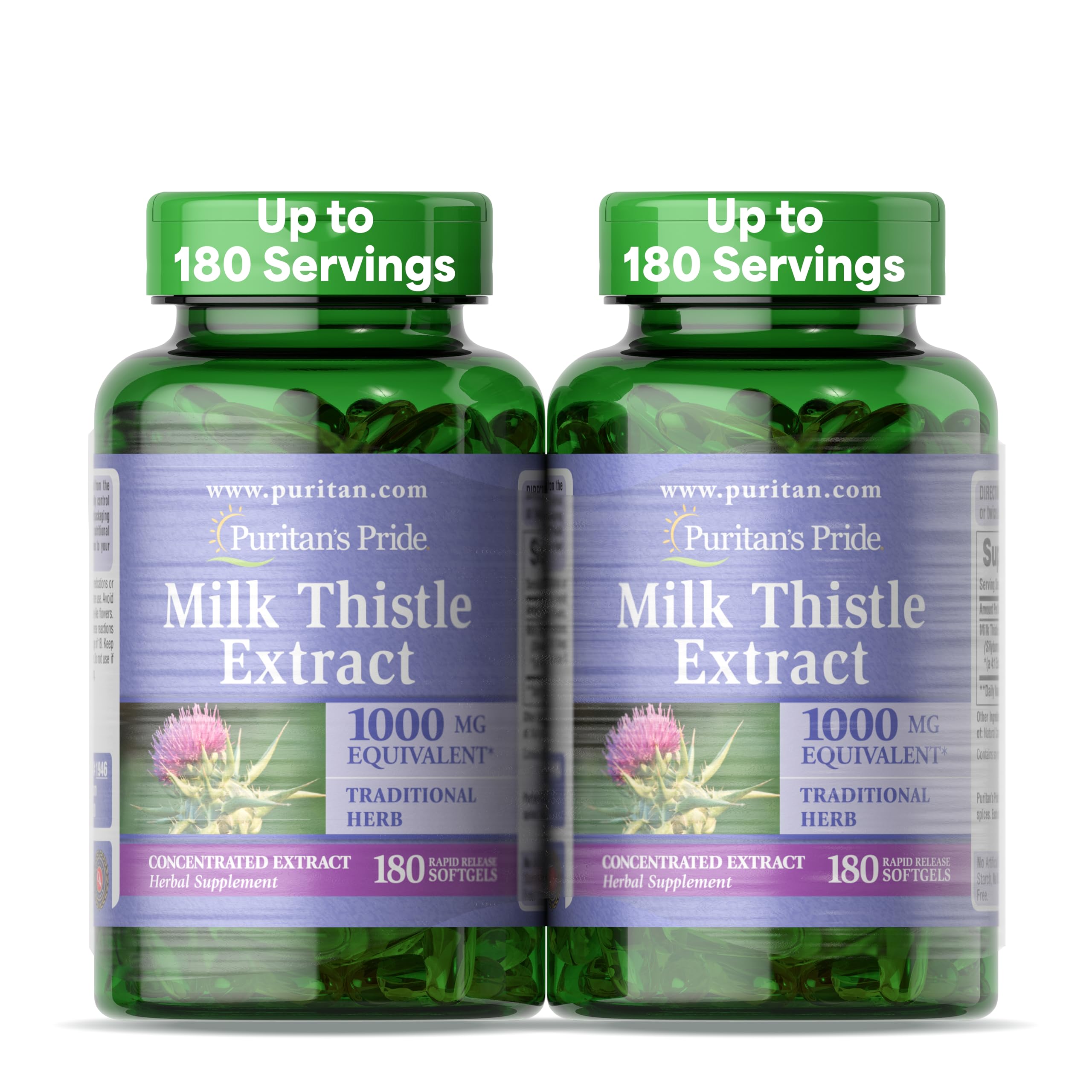 Puritan's Pride Milk Thistle extract bottle front, 4:1 potency for liver support