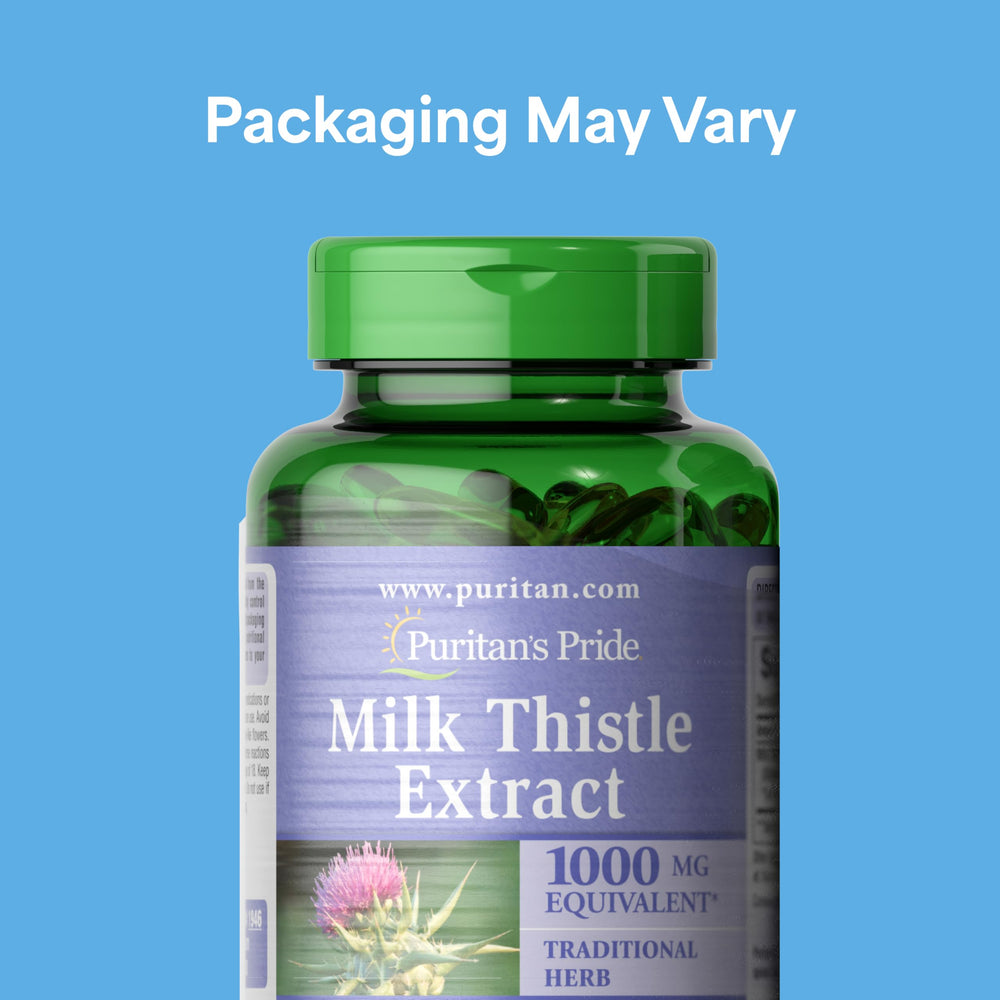 Puritan's Pride Milk Thistle softgels ready for daily dietary supplement use