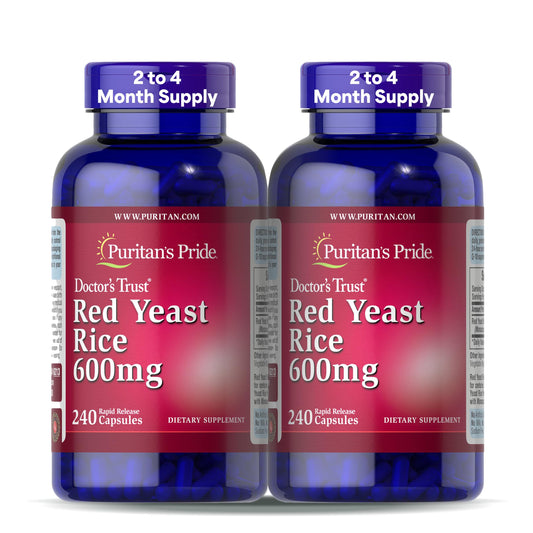 Puritan's Pride Red Yeast Rice capsules bottle for daily wellness support.