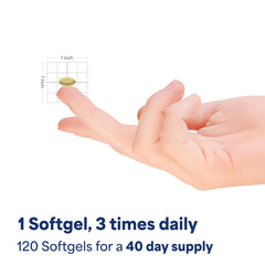 Puritan's Pride ubiquinol softgels spilled out to show size and form