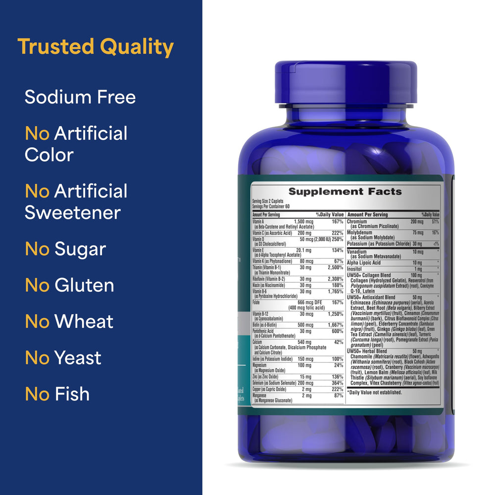 Puritan's Pride Ultra Woman 50+ energy and metabolism illustration for daily vigor.