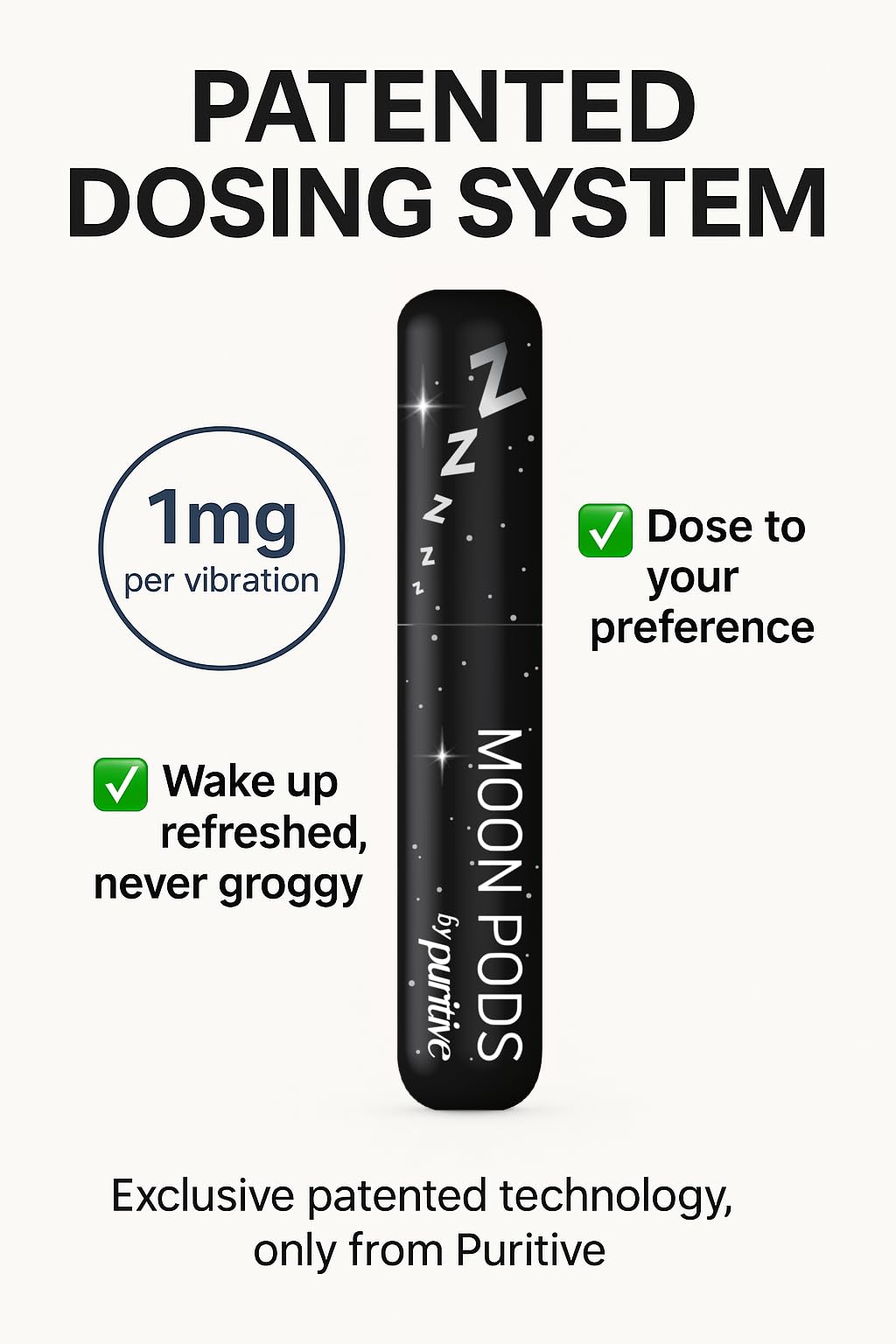 Puritive Melatonin Diffuser dispensing 1mg dose using haptic feedback for precise control.