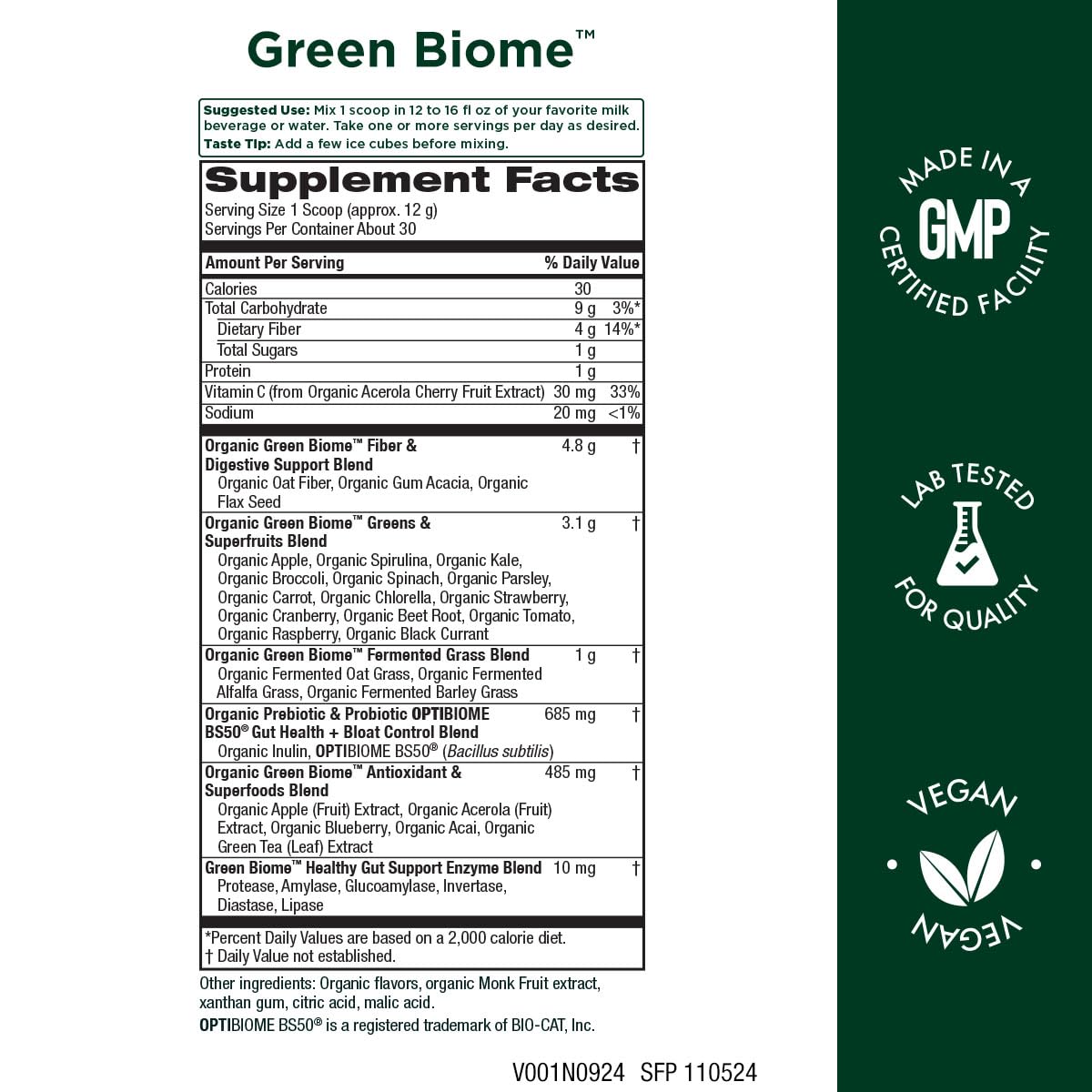 Purity Green Biome apple flavor powder swirl ready to mix
