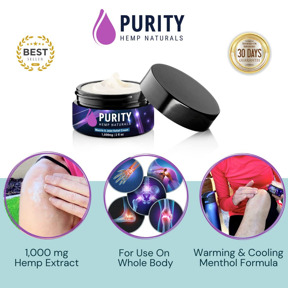 Hand applying Purity Hemp Naturals cream for targeted muscle comfort