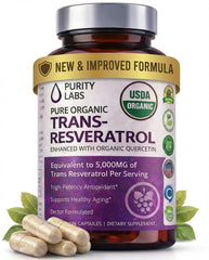 Purity Labs Trans-Resveratrol bottle for daily vegan antioxidant support