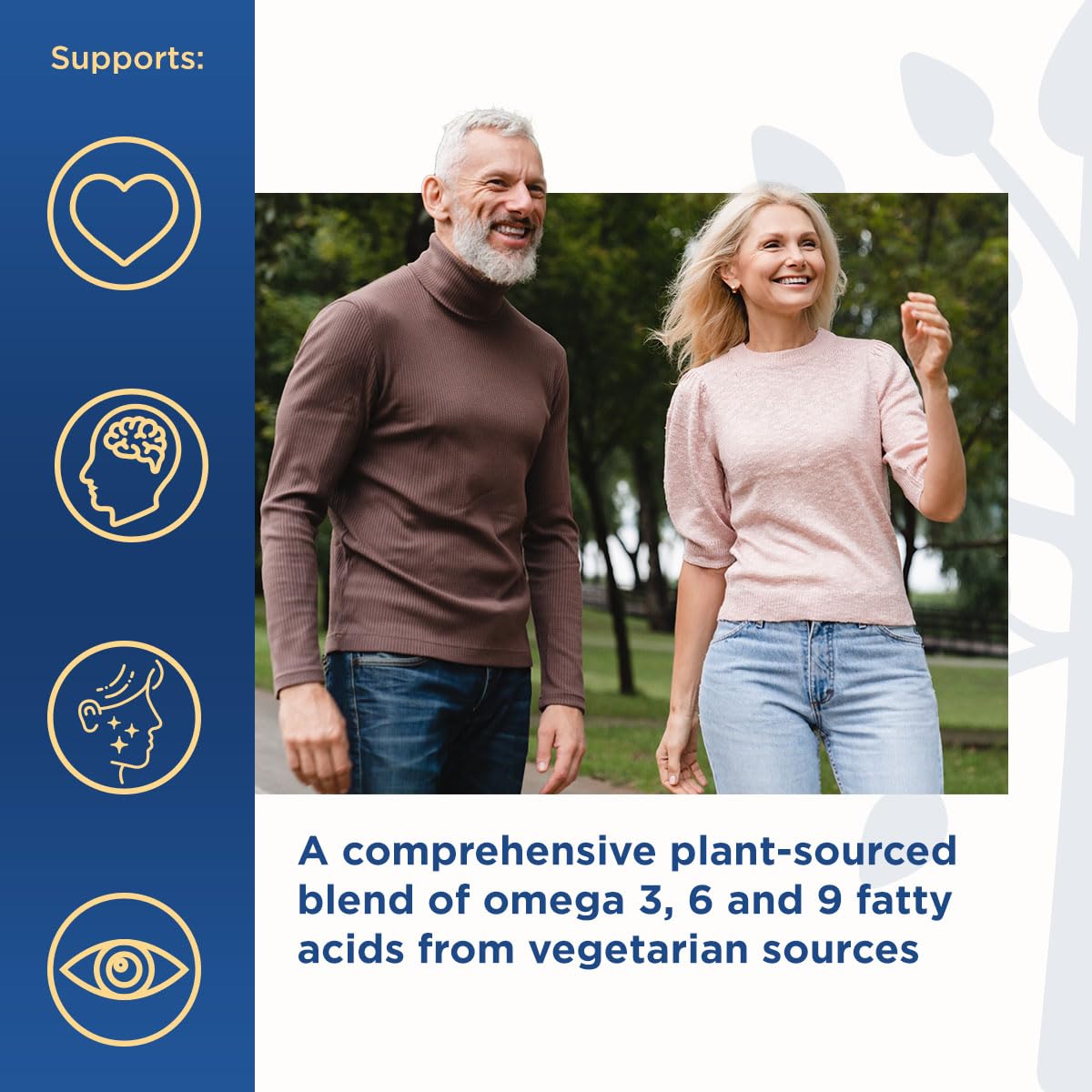 Purity Omega 3-6-9 flaxseed oil ingredient panel emphasizes plant-based sourcing