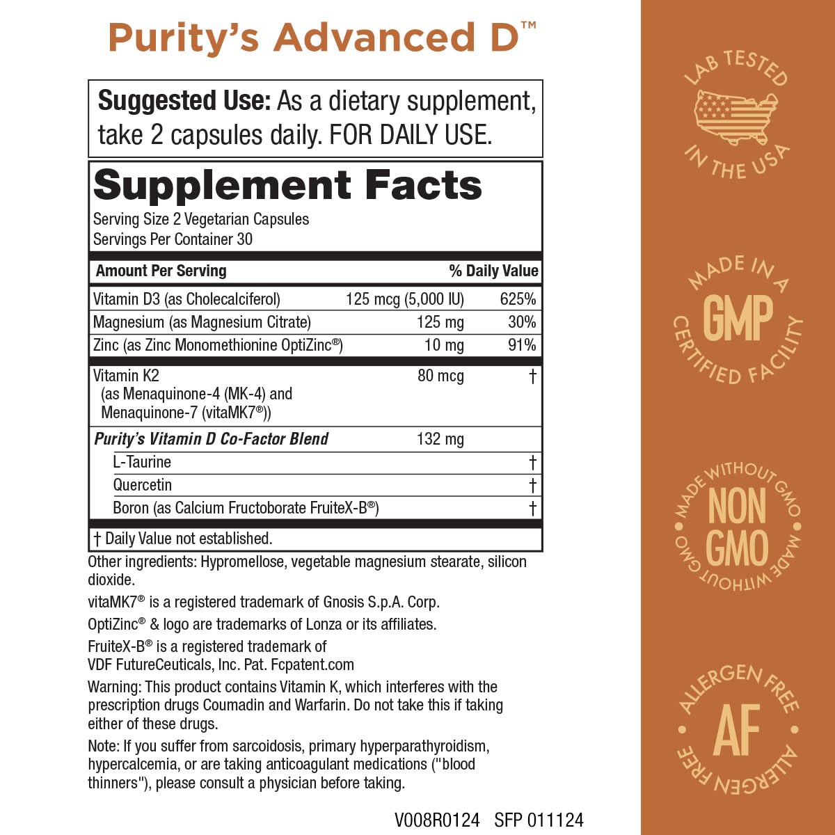 Purity Products Advanced D capsules ready to swallow with D3 and cofactors