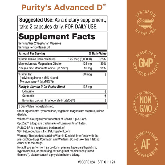 Purity Products Advanced D capsules ready to swallow with D3 and cofactors