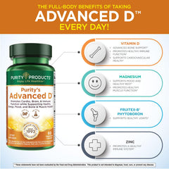 Purity Products Advanced D label close-up showing 60 vegetarian capsules
