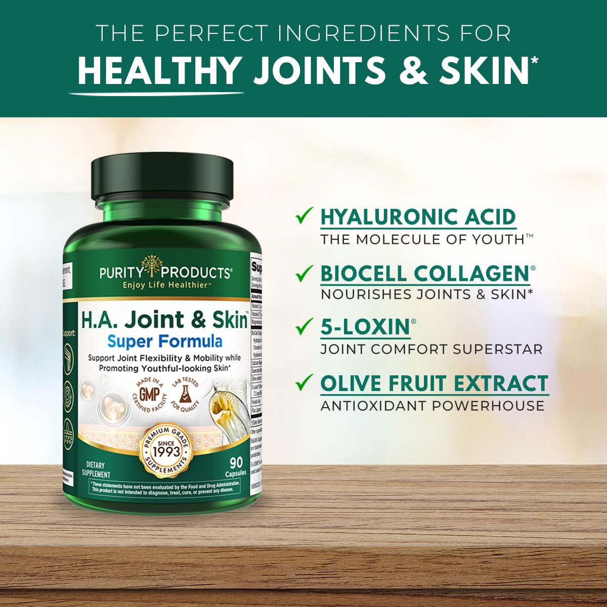 Purity Products Biocell collagen hyaluronic acid capsules.