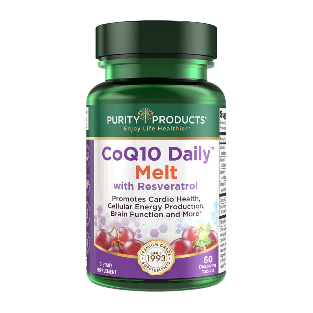 Purity Products CoQ10 Daily Resveratrol Melt wafer ready for daily energy support