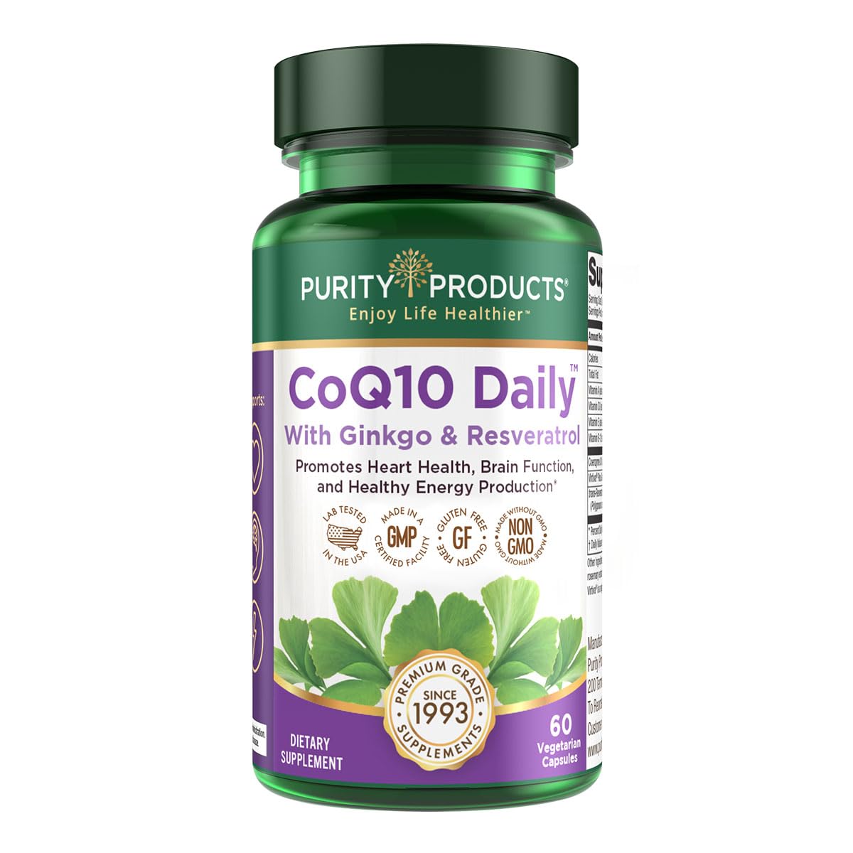 Purity Products CoQ10 Daily Super Boost bottle close-up highlighting energy-support formula