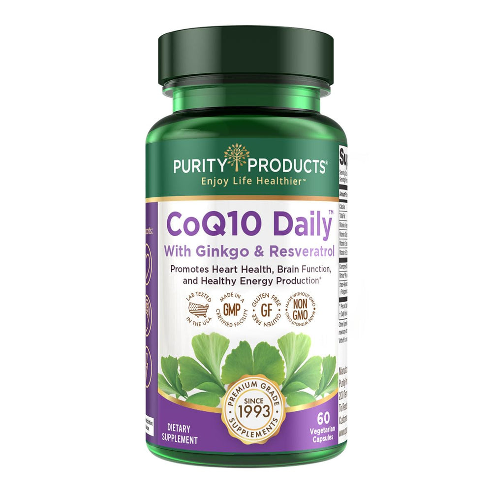 Purity Products CoQ10 Daily Super Boost bottle close-up highlighting energy-support formula