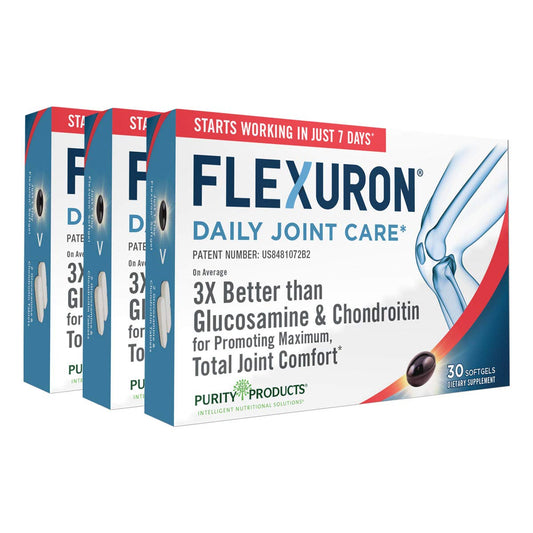 Purity Products Flexuron bottle with softgels for daily joint support