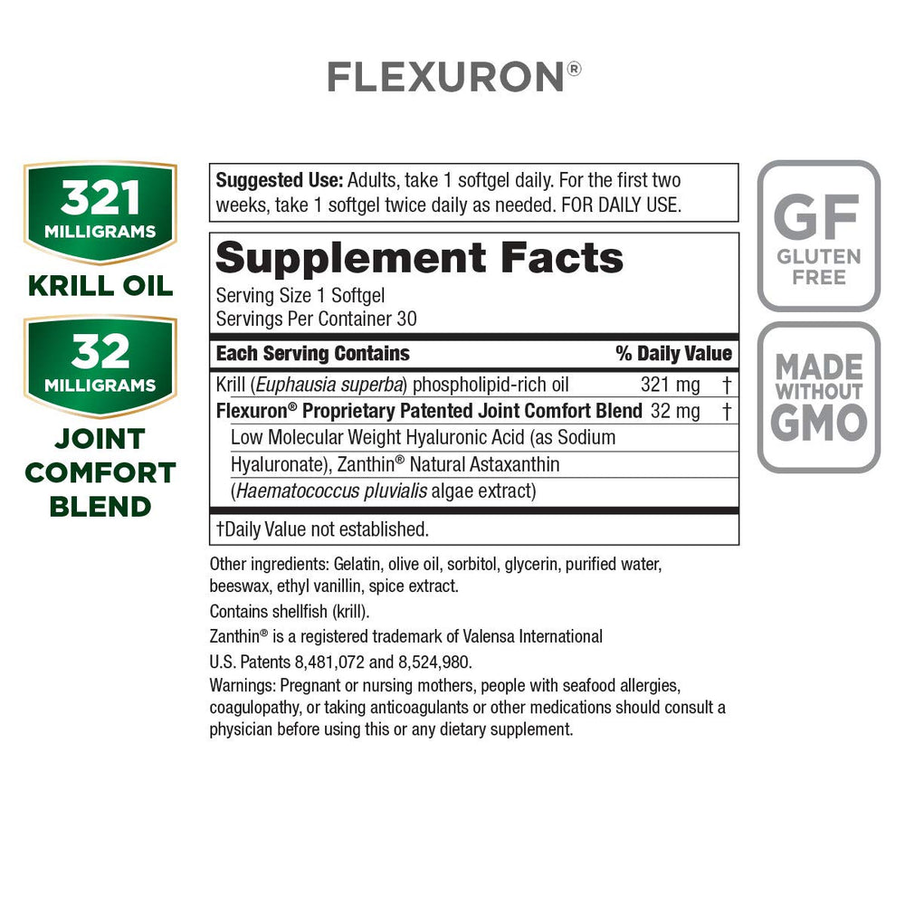 Flexuron softgel capsule close-up for easy daily intake