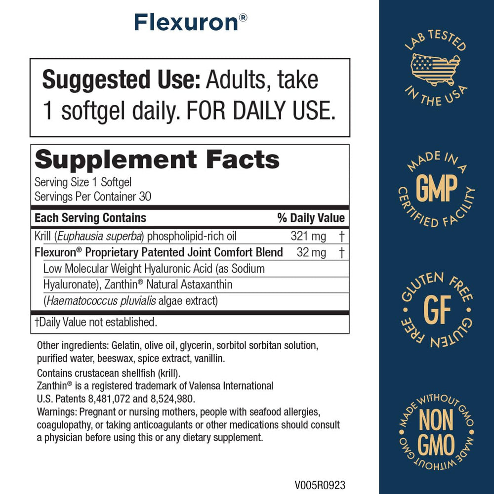 Purity Products Flexuron softgel closeup, easy-to-swallow daily capsules.