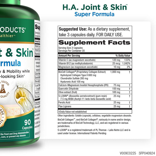 Purity Products H.A. Joint bottle front showcasing convenient daily capsules.