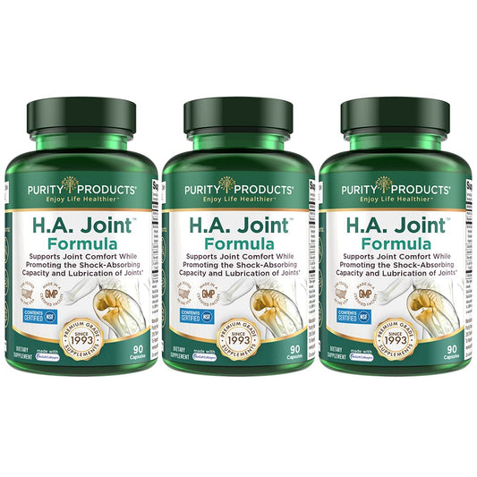 Purity Products HA Joint Formula bottle with capsules for daily joint support.
