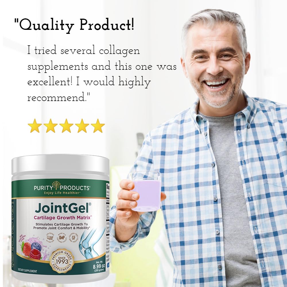 Purity Products JointGel batch with clinical study references indicates strong evidence base