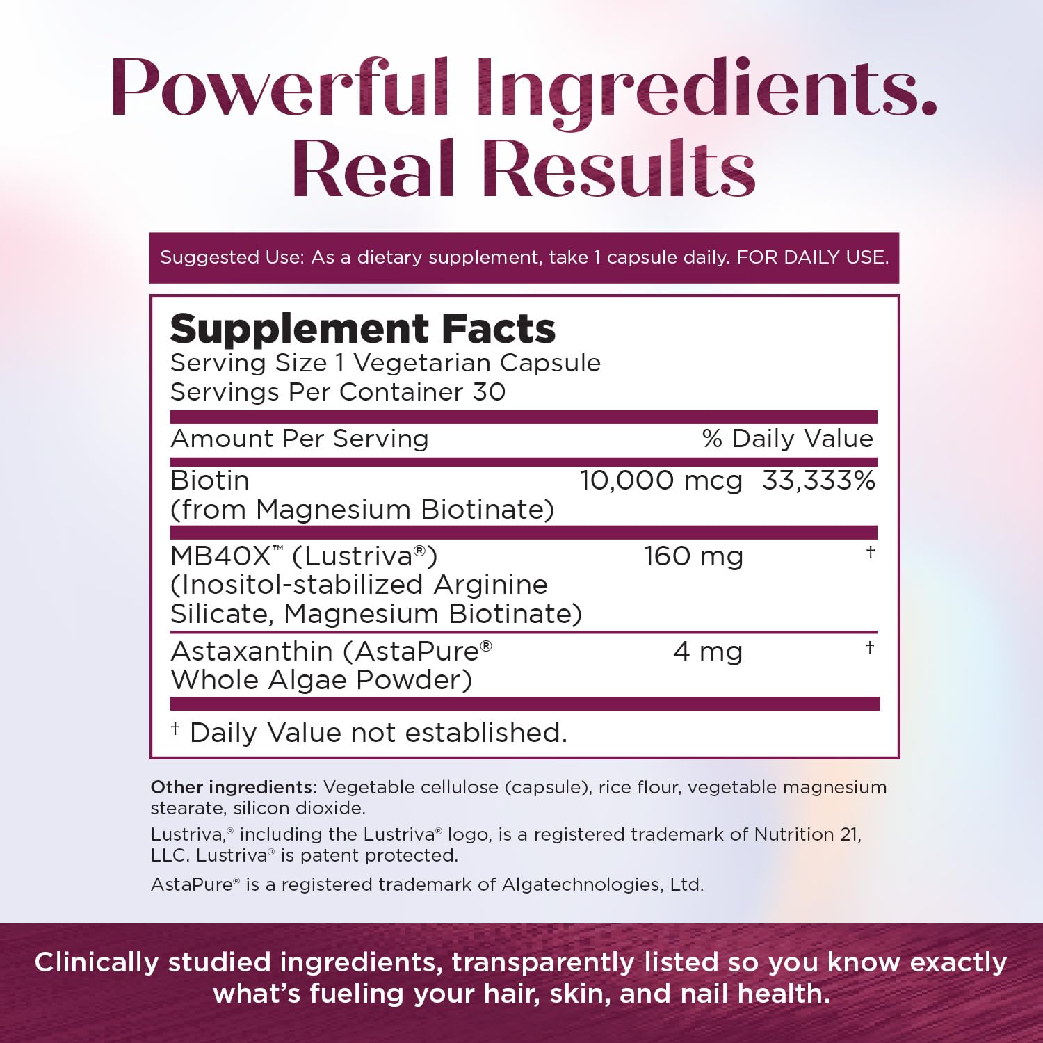 Purity Products MyBiotin ProClinical pour shot illustrating easy daily dosage.