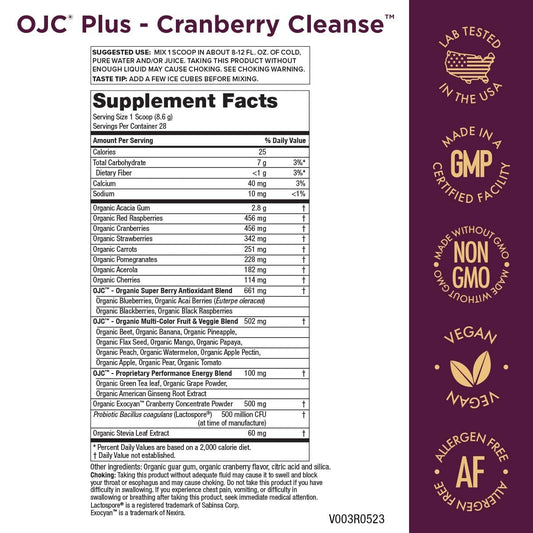 Purity Products OJC Plus Cranberry Cleanse scoop in cup ready for a nutrient-rich daily drink