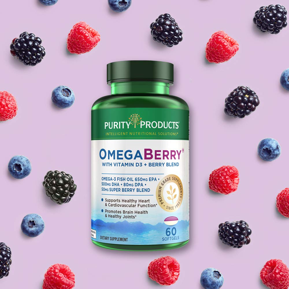 Purity Products OmegaBerry molecularly distilled omega-3 illustration signifying purity