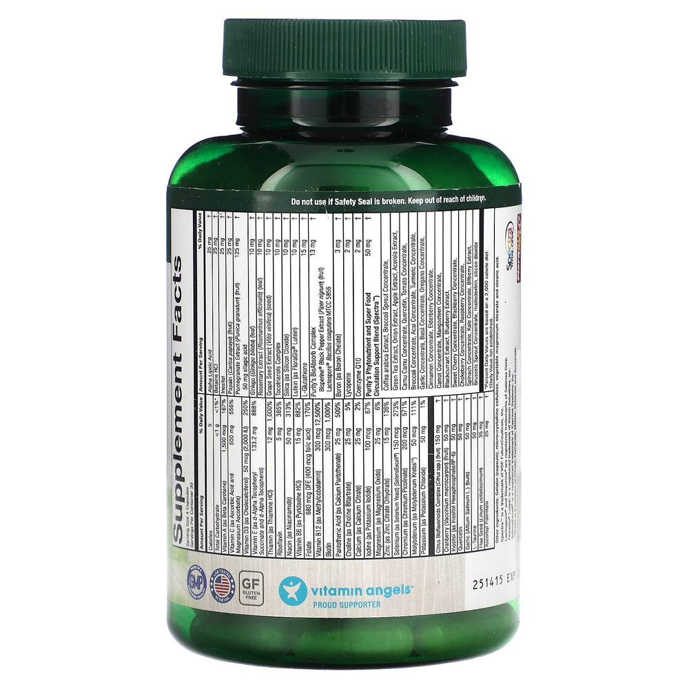 Purity Products Perfect Multi capsules close-up highlighting essential nutrients for energy.