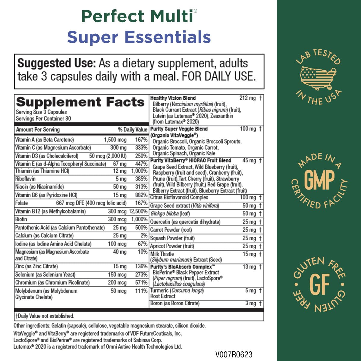 Purity Products Perfect Multi capsules close-up highlighting eye health support