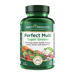 Purity Products Perfect Multi Super Greens bottle front showing daily nutrient boost