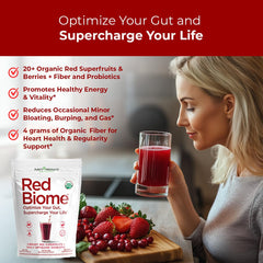 Purity Products Red Biome organic berry blend close-up highlighting antioxidants