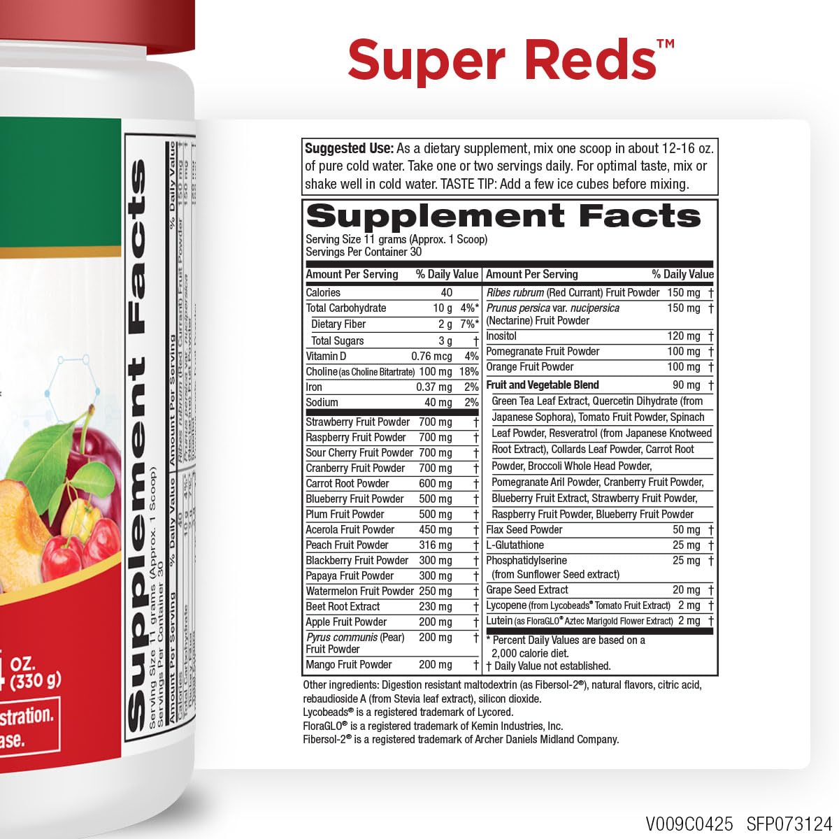 Purity Products Super Reds dissolved in water shows a vibrant, antioxidant-rich drink for daily vitality.