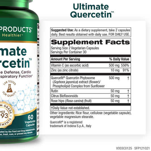 Purity Products Ultimate Quercetin capsules close-up highlighting vegan capsules and absorption
