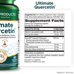Purity Products Ultimate Quercetin capsules close-up highlighting vegan capsules and absorption