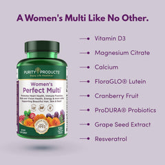 Purity Products Women's Perfect Multi tablets close-up ready for daily use